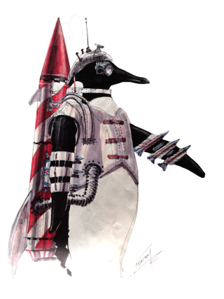 Illustration for article titled Batman Returns concept art reveals unused penguins armed with buzzsaws and boxing gloves